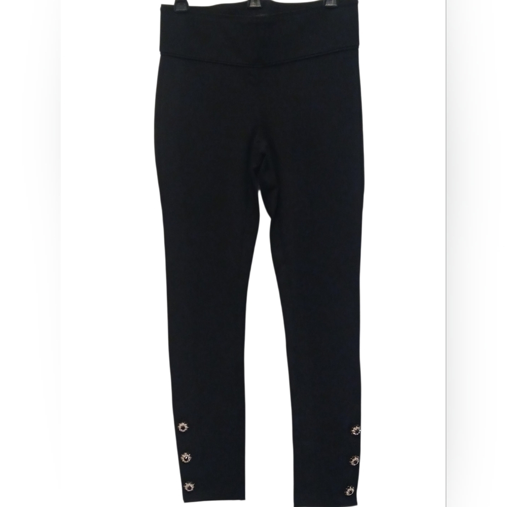 One 5 One -NWOT Ladies Black Skinny Dress Pants Faux Diamond & Ruby On Leg Cuffs
